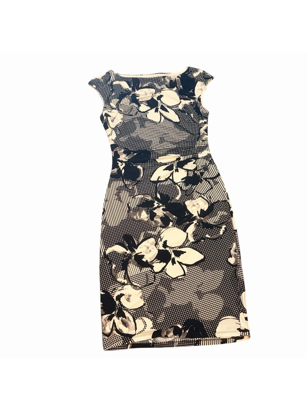 Lauren Ralph Lauren Women's Dress Size 2 Black and White Floral Print Zipper